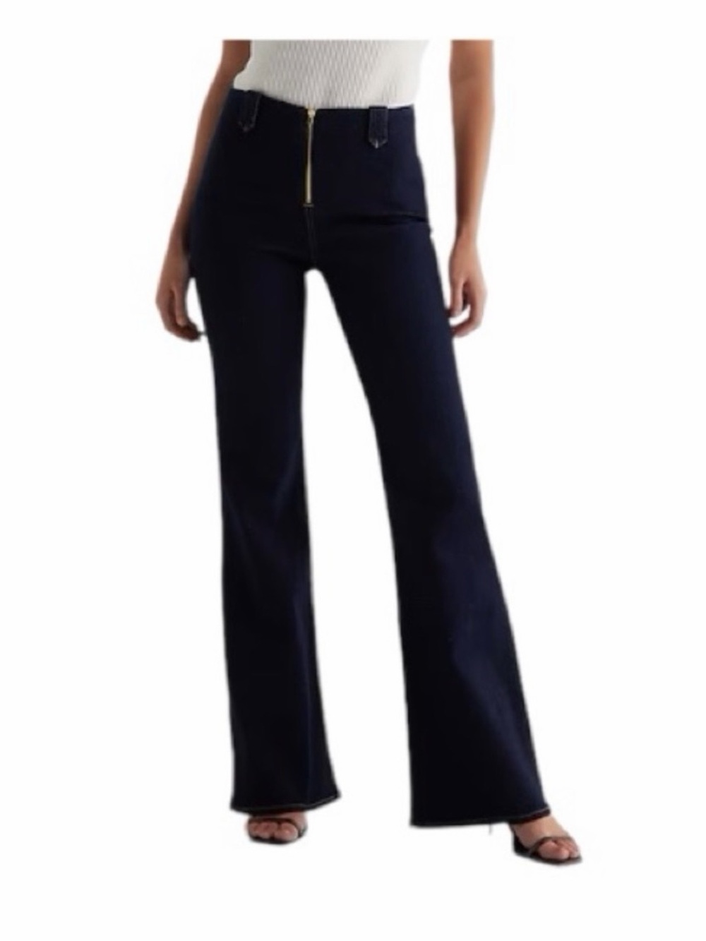 Express Mid Rise Dark Wash '70s Flare Jeans 14 long
